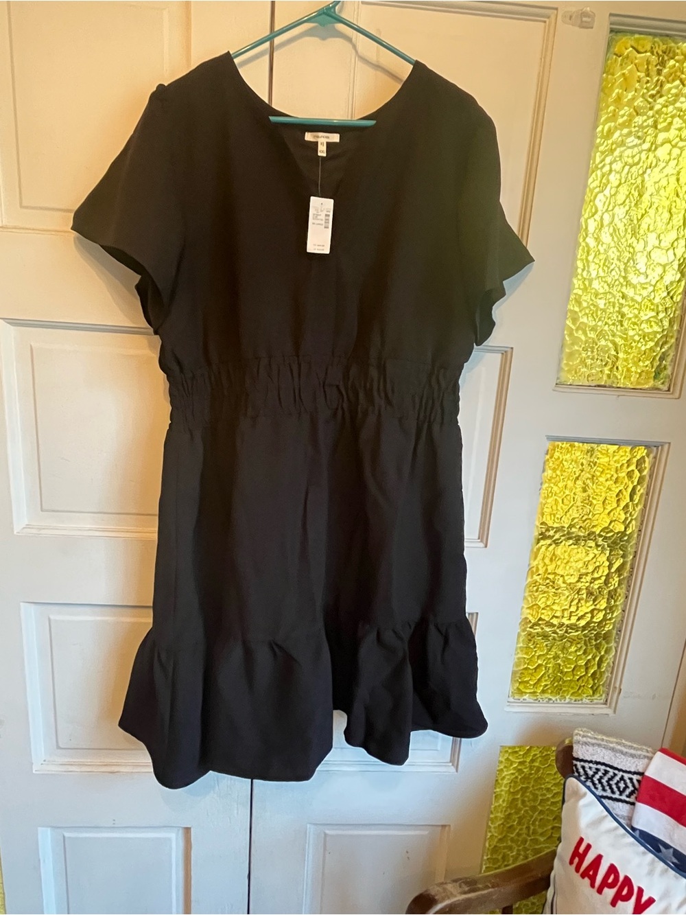 Maurices Black V-Neck Short Sleeve Dress - Picture 1 of 4